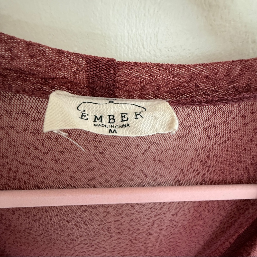 Ember Burgundy Lace Longline Duster Cardigan Size M - Picture 2 of 9